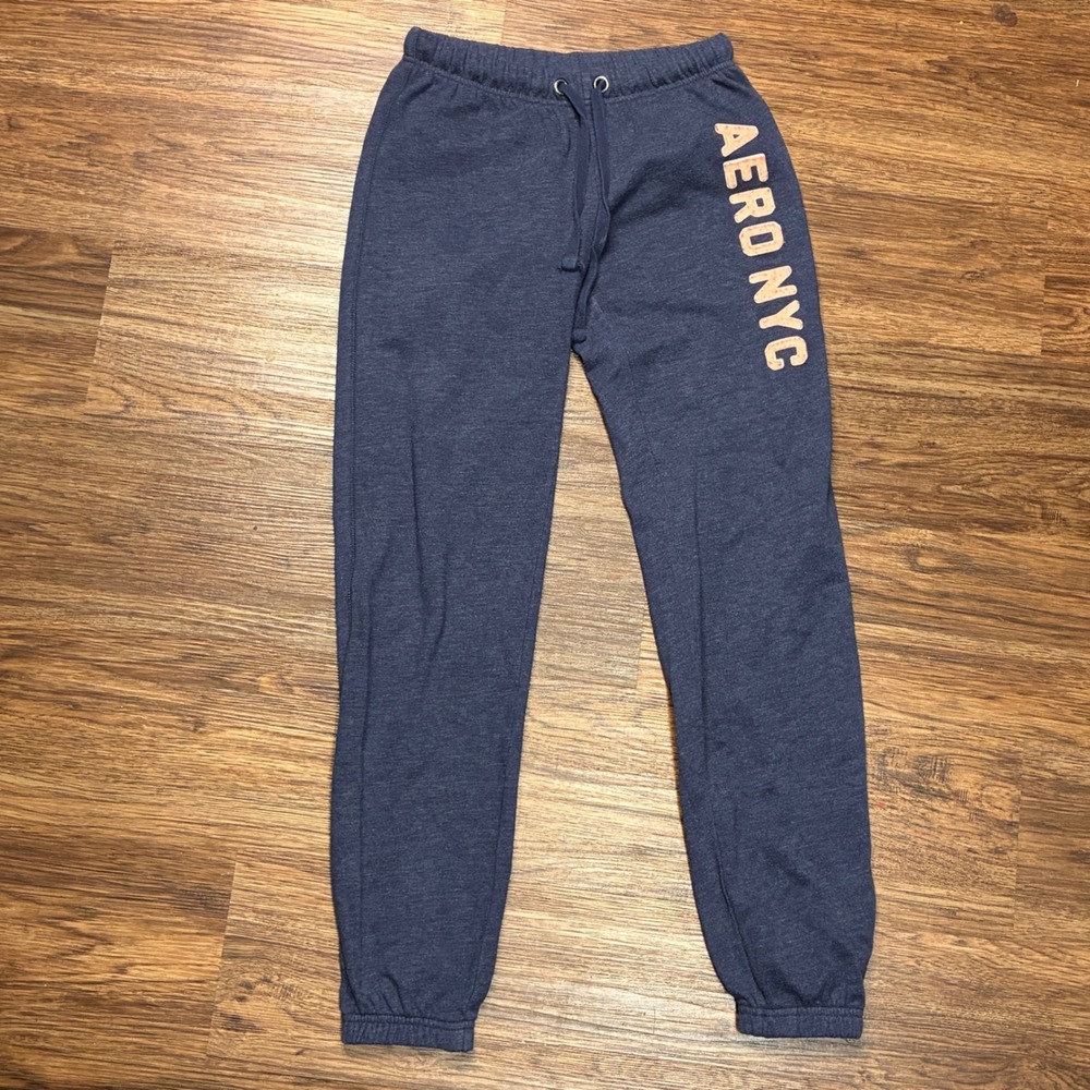 Y2k Aeropostale Sweatpants Womens XS Blue Aero NYC Graphic Joggers